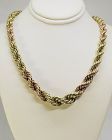 Retro Graduated Rope Necklace in Pink and Yellow 14 Kt Gold