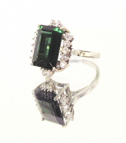 Vintage 14 Kt White Gold and Tourmaline Cocktail Ring