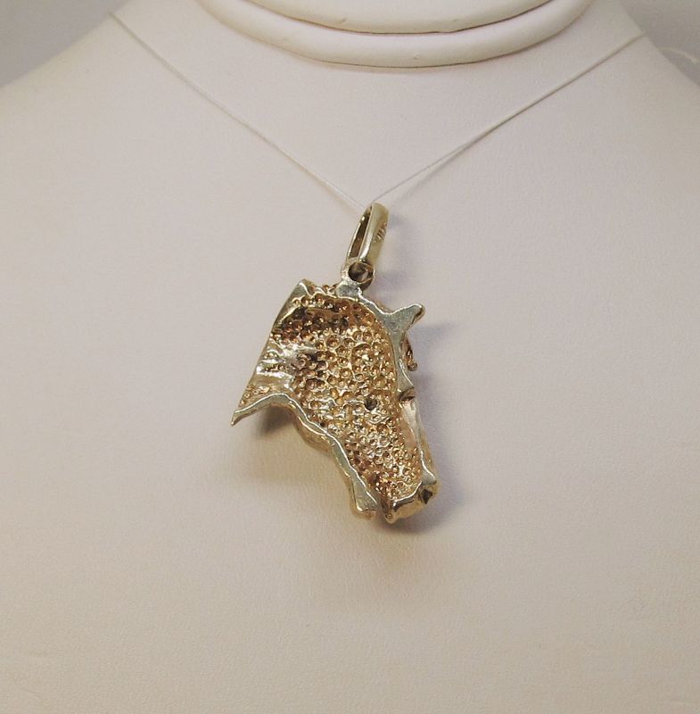 Horse Head Pendant with Green Diamond Eye