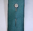 Pearl Centered Diamond Cluster Stick Pin