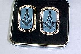 Masonic Agate Intaglio 14Kt Pink Gold Cuff links