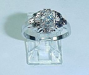 Art Deco 14Kt White Gold and Diamond Ring