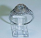 18Kt White Gold Filigree Diamond Ring