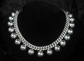 LOS CASTILLO BRAIDED SILVER and SPHERES NECKLACE