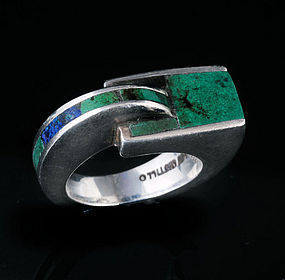 LOS CASTILLO MEXICAN SILVER MOSAICO AZTECA MOD RING