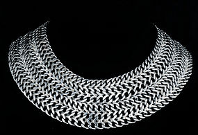 STUPENDOUS FARFAN MEXICAN SILVER CLEOPATRA NECKLACE