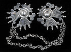 VICTORIA MEXICAN SILVER DOUBLE BROOCH SWEATER GUARD