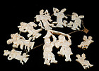 OLD DECO CHINESE BRASS CARVED OX BONE WEDDING PARURE