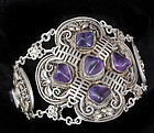 DECO CHINESE SILVER and AMETHYST BRACELET Bats SHU