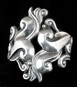 Gerardo LOPEZ MEXICAN SILVER SWIRL CLAMPER BRACELET