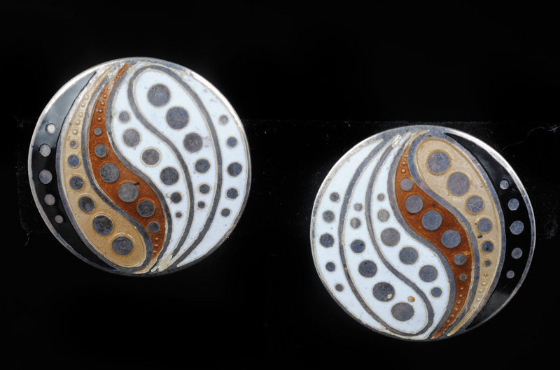 MARGOT de TAXCO MEXICAN SILVER and ENAMEL EARRINGS