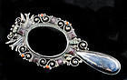 MATL-esque MEXICAN SILVER Doves JEWELED hand MIRROR