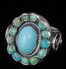 GORGEOUS DECO Matl-esque MEXICAN SILVER TURQUOISE RING