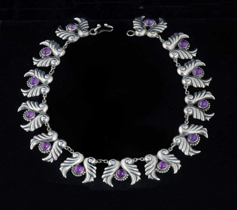 GORGEOUS AEM MEXICAN SILVER AMETHYST NECKLACE