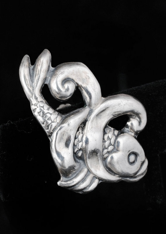 ANTONIO REINA MEXICAN SILVER REPOUSSE KOI FISH EARRINGS