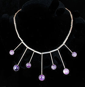 MARICELA MEXICAN SILVER and AMETHYST MOD NECKLACE