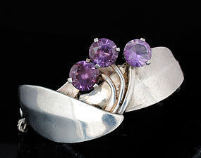 MIGUEL MELENDEZ MEXICAN SILVER AMETHYST MOD BRACELET