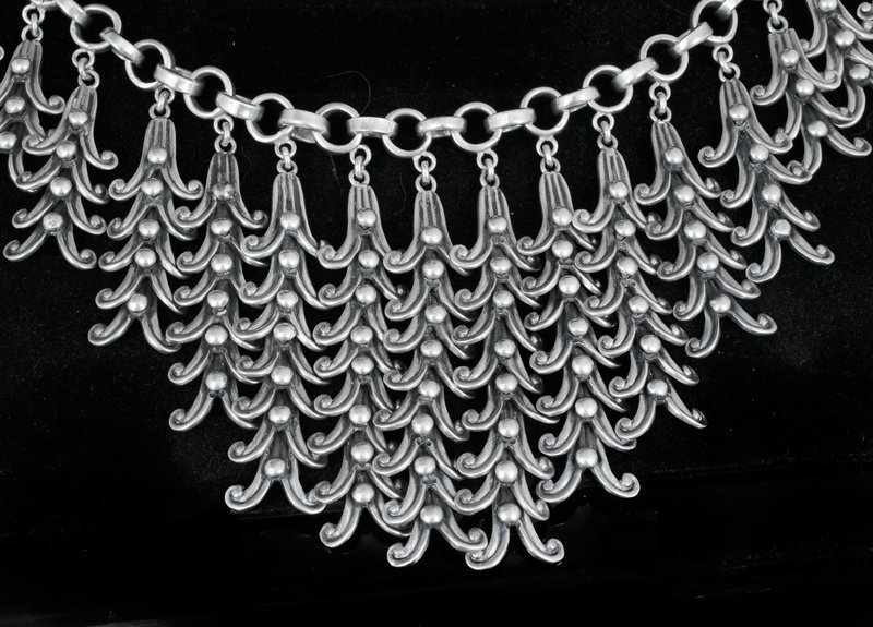 STUNNING MARGOT de TAXCO MEXICAN SILVER BIB NECKLACE