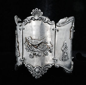 MONUMENTAL 1950s PERUVIAN SILVER FIGURAL BRACELET