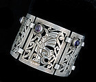 DECO MEXICAN SILVER AMETHYST FIGURAL Overlay BRACELET