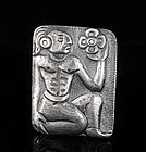 OLD BARRERA MEXICAN SILVER REPOUSSE PIN BROOCH