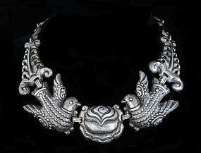 EARLY M. POULAT MATL MEXICAN SILVER NECKLACE
