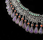 RIVERA Deco Matl-esque MEXICAN SILVER Jeweled NECKLACE