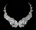 gorgeous Los Castillo Mexican silver repousse Necklace