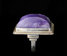 Deco Fred Davis Mexican silver and amethyst Ring