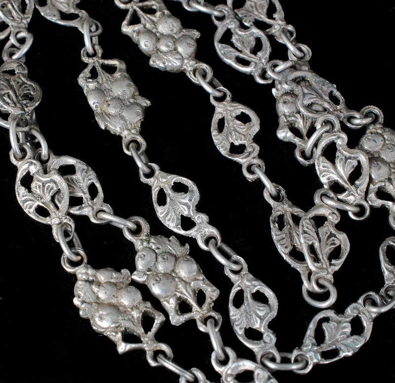 Deco Peruzzi style Italian 800 silver amethyst Necklace