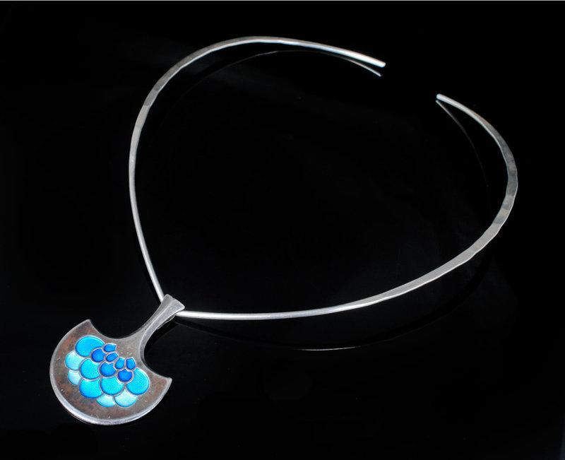 Ostern for David Andersen silver enamel torque Necklace