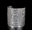 massive Maciel Mexican Deco silver repousse Cuff Bracelet