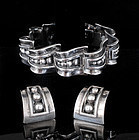 Margot de Taxco Mexican silver Bracelet Earrings set ~ 5247