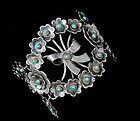 Deco Mexican silver turquoise Bracelet wreath and bow