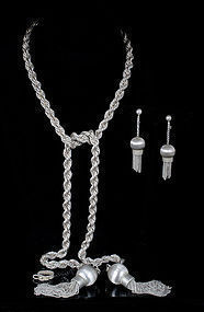 fab Villasana Mexican silver lariat Necklace Earrings set