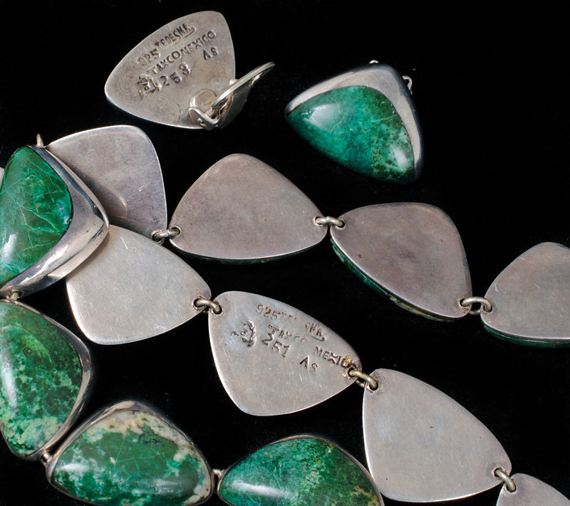Ledesma Mexican silver azur-malachite Necklace Earrings set