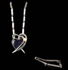 Antonio Pineda Mexican 970 silver pearl heart Pendant Necklace