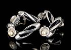 rare Antonio Pineda Mexican silver obsidian and pearl Bracelet