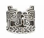 rare Margot de Taxco Mexican silver Quetzalcoatl Clamper Bracelet