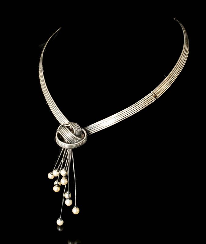 rare Antonio Pineda Mexican 970 silver  and pearls Necklace