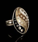 rare Margot de Taxco Mexican silver enamel Ring ~ yin yang des no 5710