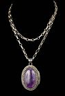 Antonio Pineda Mexican 970 silver amethyst Locket Pendant Necklace