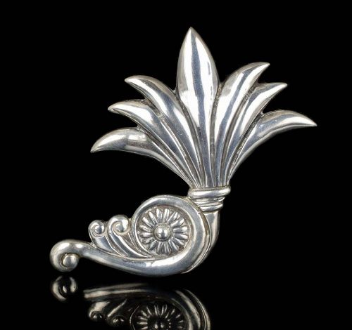 3" Los Castillo Mexican silver Pin Brooch ~ Egyptian Revival design