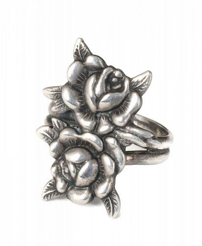 Margot de Taxco Mexican silver roses Ring ~ des. no 5194