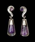 Los Ballesteros Mexican silver amethyst mod dangle Earrings