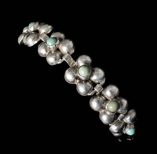 classic Fred Davis Mexican Deco silver turquoise Bracelet
