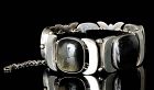 F Martinez Piedra y Plata Mexican silver obsidian Bracelet