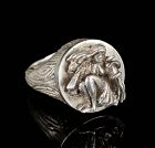 vintage Mexican silver sculptural zodiac Ring ~ Aquarius