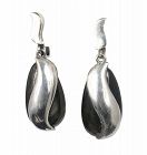 Antonio Pineda Mexican 970 silver obsidian dangle Earrings