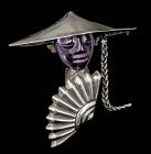 Antonio Pineda Mexican silver carved amethyst figural Pin Brooch